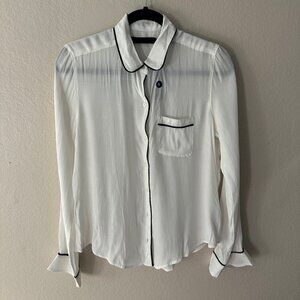 Abercrombie & Fitch White Button Down Long Sleeves Shirt Women's Small
